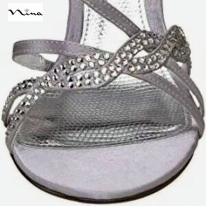 Nina Evening Sandal Silver Rhinestones 7 1/2